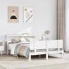 White Double Bed Frame with Headboard - 135x190 cm Solid Pine