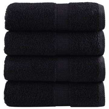 Premium SOLUND Guest Towels Set - 4 Black Towels 30x50 cm