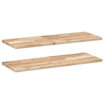 Floating Shelves 2 pcs - Untreated Solid Wood Acacia