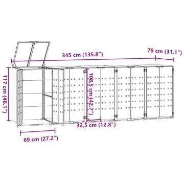 Wheelie Bin Storage for 5 Bins - Black Steel | HipoMarket