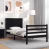  Bed Frame with Headboard Black Single Solid Wood Colour black Size 90 x 190 cm 