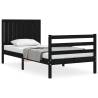 Black Single Solid Wood Bed Frame with Headboard - Hipomarket