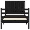 Black Single Solid Wood Bed Frame with Headboard - Hipomarket