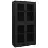 Anthracite Office Cabinet - Durable Steel & Glass Storage