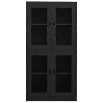 Anthracite Office Cabinet - Durable Steel & Glass Storage