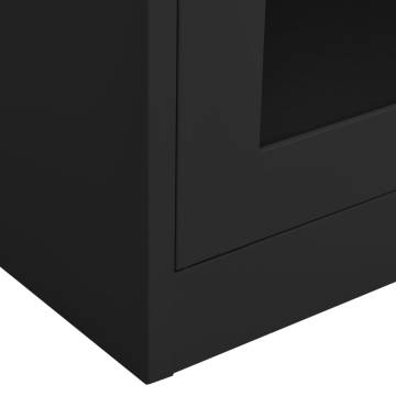 Anthracite Office Cabinet - Durable Steel & Glass Storage