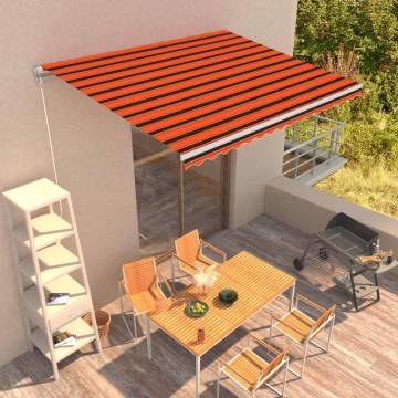 Manual Retractable Awning 400x300 cm - Orange & Brown