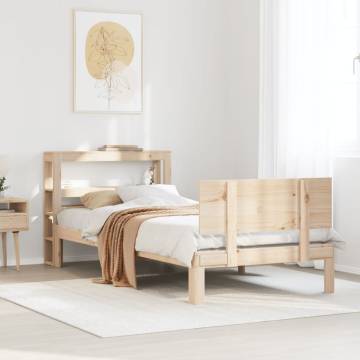 Solid Pine Bed Frame with Headboard 90x200 cm | HipoMarket