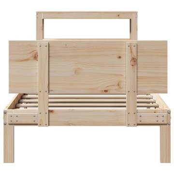 Solid Pine Bed Frame with Headboard 90x200 cm | HipoMarket