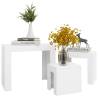 Nesting Coffee Tables Set - 3 pcs White Engineered Wood