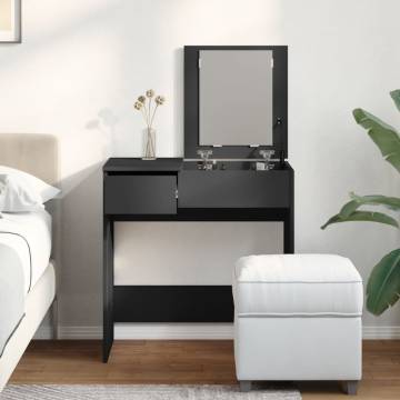 Elegant Black Dressing Table with Mirror - 73x46.5x120 cm