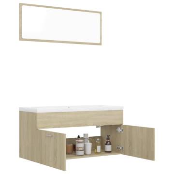 Stylish Sonoma Oak Bathroom Furniture Set - Hipomarket UK