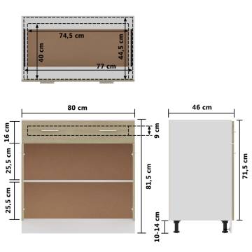 Sonoma Oak Drawer Bottom Cabinet - 80x46x81.5 cm