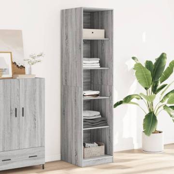 Stylish Grey Sonoma Wardrobe - 50x50x200 cm Engineered Wood