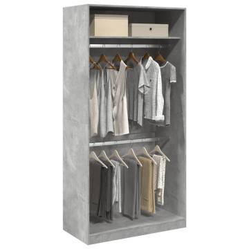 Wardrobe Concrete Grey 100x50x200 cm - Stylish Engineered Wood