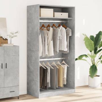 Wardrobe Concrete Grey 100x50x200 cm - Stylish Engineered Wood