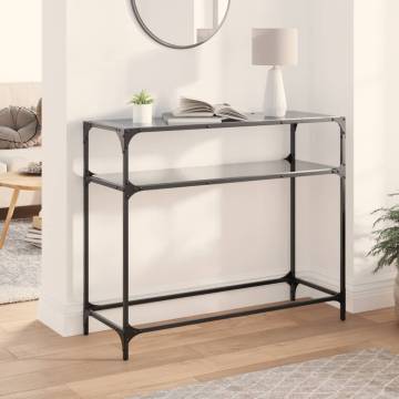 Elegant Console Table with Black Glass Top - 98x35x81 cm