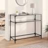  Console Table with Black Glass Top98x35x81 cm Steel Colour black Size 98 x 35 x 81 cm Quantity in Package 1 