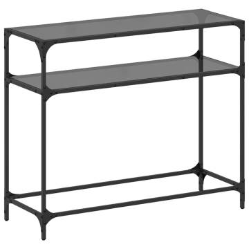 Elegant Console Table with Black Glass Top - 98x35x81 cm