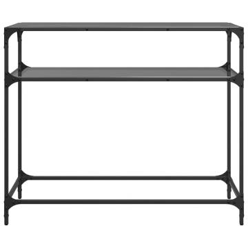 Elegant Console Table with Black Glass Top - 98x35x81 cm