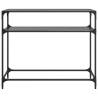 Elegant Console Table with Black Glass Top - 98x35x81 cm