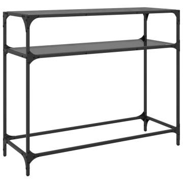 Elegant Console Table with Black Glass Top - 98x35x81 cm