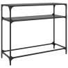 Elegant Console Table with Black Glass Top - 98x35x81 cm