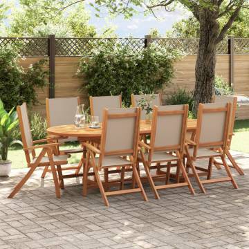 Elegant Folding Garden Chairs - 8 pcs Solid Wood Acacia & Textilene