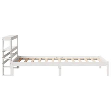 White Bed Frame with Headboard - Solid Pine Wood 75x190 cm