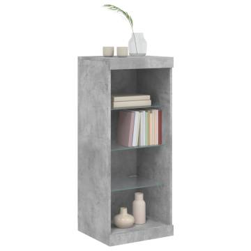 Modern Sideboard with LED Lights - Concrete Grey 41x37x100 cm