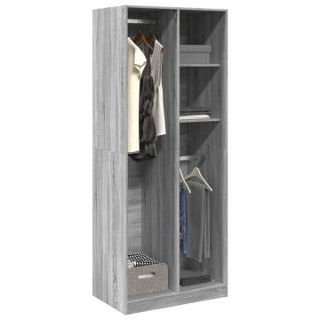 Wardrobe Grey Sonoma 80x50x200 cm - Durable & Stylish Storage