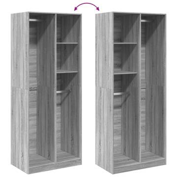 Wardrobe Grey Sonoma 80x50x200 cm - Durable & Stylish Storage