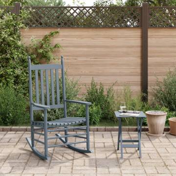 Grey Rocking Chair with Foldable Table - Solid Wood Comfort