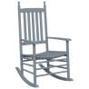 Grey Rocking Chair with Foldable Table - Solid Wood Comfort