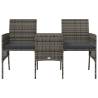 Garden Sofa 2-Seater with Table & Stools - Grey Poly Rattan