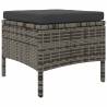 Garden Sofa 2-Seater with Table & Stools - Grey Poly Rattan