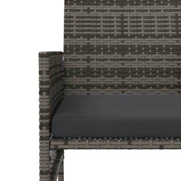 Garden Sofa 2-Seater with Table & Stools - Grey Poly Rattan