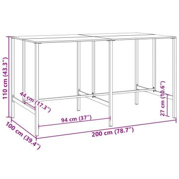 Stylish Bar Table Black 200x100x110 cm Powder-coated Steel