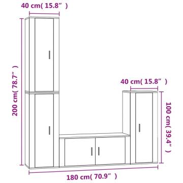 4 Piece High Gloss White TV Cabinet Set - Stylish & Practical