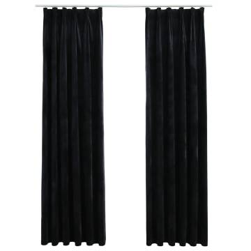 Elegant Blackout Curtains - Velvet Black 140x225 cm (2 pcs)