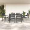 7 Piece Garden Dining Set Black Steel and Textilene Size 160 cm table length Number of 6 