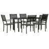 7 Piece Garden Dining Set - Elegant Black Steel & Textilene