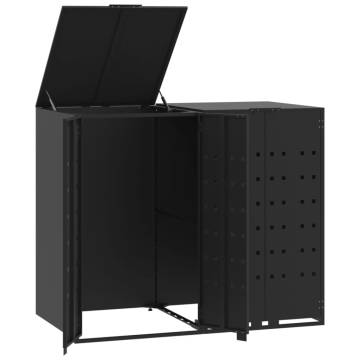 Compact Wheelie Bin Storage for 2 Bins - Durable Black Steel