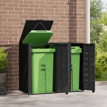 Compact Wheelie Bin Storage for 2 Bins - Durable Black Steel