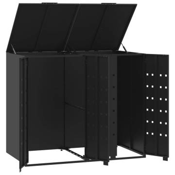 Compact Wheelie Bin Storage for 2 Bins - Durable Black Steel