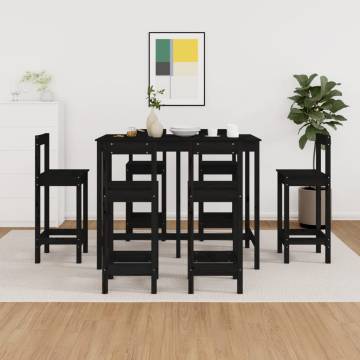 7 Piece Black Solid Wood Pine Bar Set - Stylish & Sturdy