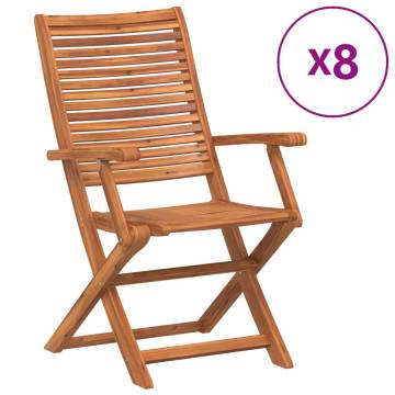 Folding Garden Chairs - 8 pcs Solid Acacia Wood | Hipo Market