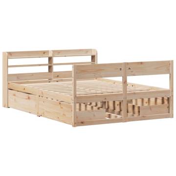 Solid Wood Pine Bed Frame 140x200 cm - No Mattress Included