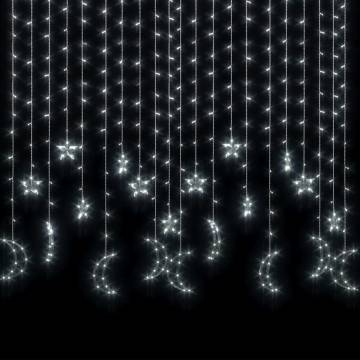 Star and Moon Fairy Lights - Remote Control 345 LED Cold White