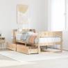  Bed Frame without Mattress 90x190 cm Single Solid Wood Pine Colour natural Size 90 x 190 cm 